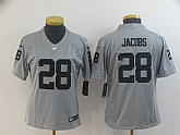 Women Nike Raiders 28 Josh Jacobs Silver Inverted Legend Limited Jersey,baseball caps,new era cap wholesale,wholesale hats